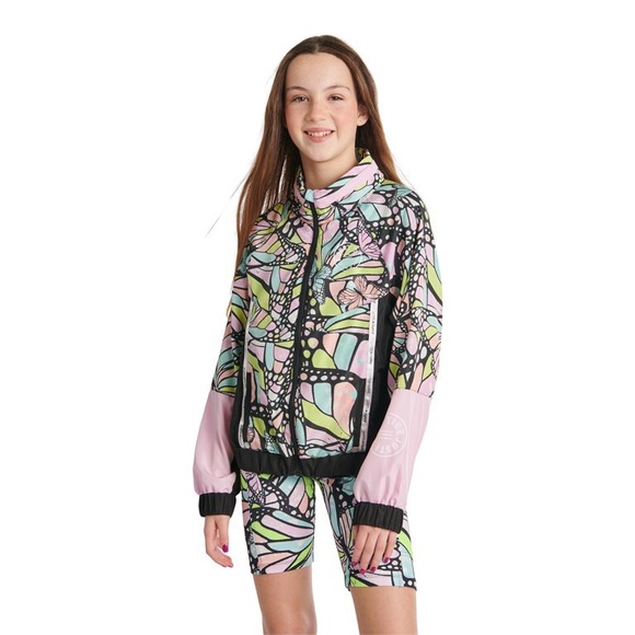 Justice NWT Butterfly Print Hooded Zipped Hooded Windbreaker Jacket Large /10-12 - Picture 3 of 13